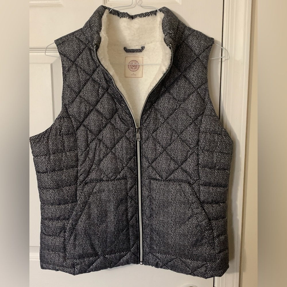 Authentic American Heritage Sherpa Lined Puffer Vest Black & White XL NWT